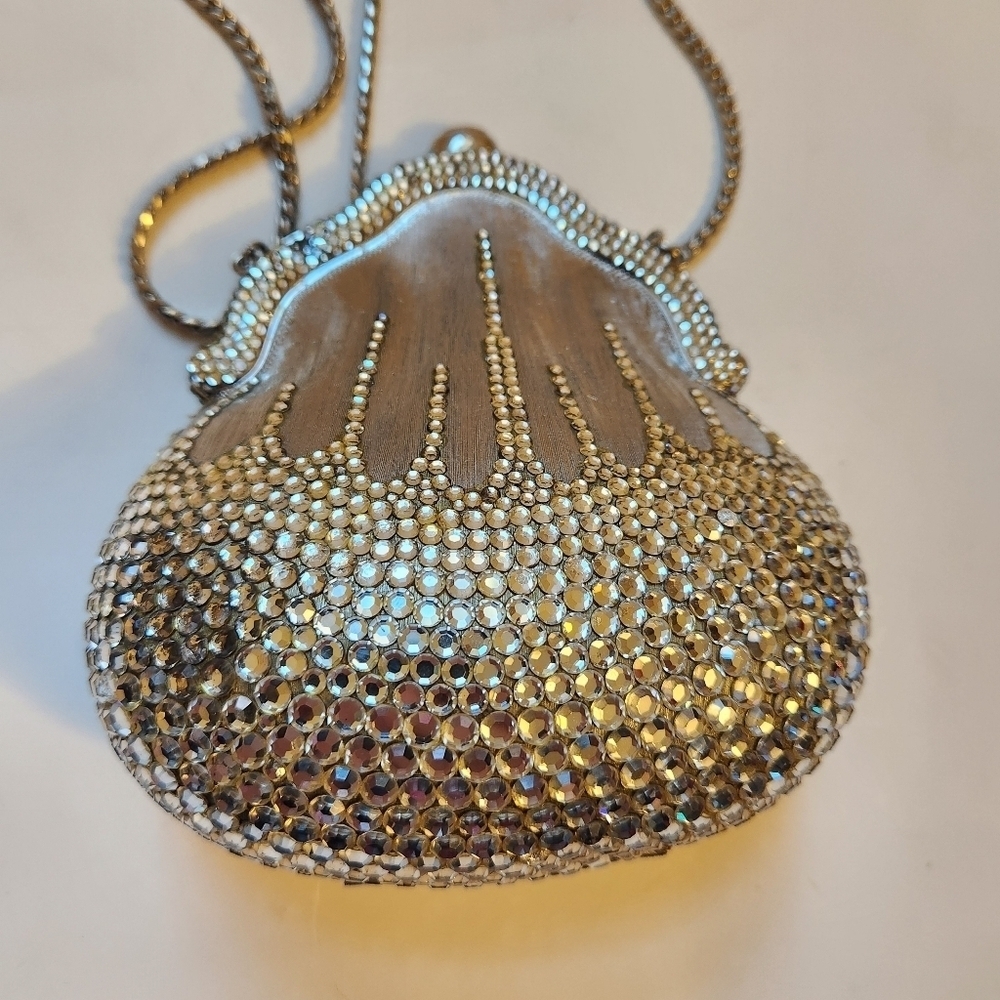 Judith Leiber 1967 Chatelaine Minaudiere Swarovski Crystals Metal Clutch in VGUC - Picture 5 of 12